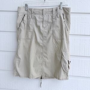 American Eagle Outfitters Cargo Midi Skirt Size 8 Khaki Tan Utility Y2K Cotton
